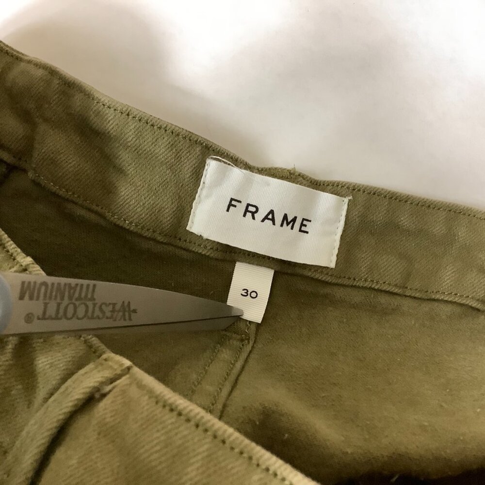 Frame Ali V-yoke High Waist Crop Wide Leg Jeans In Green 30 - Picture 3 of 5